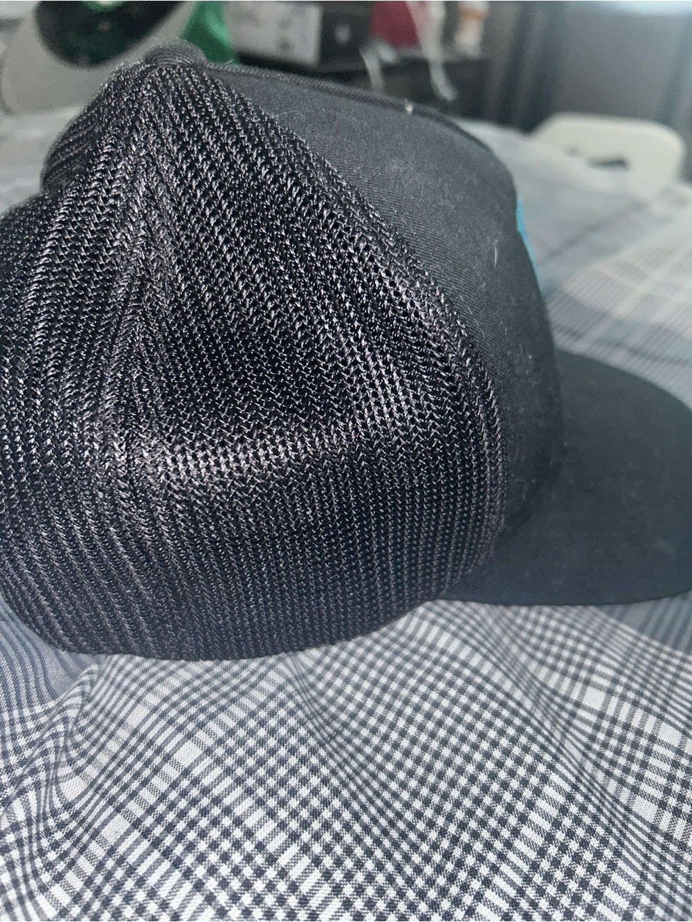 The North Face Black Trucker Snapback Hat Multicolor Logo Mesh Back Cap - Picture 2 of 4